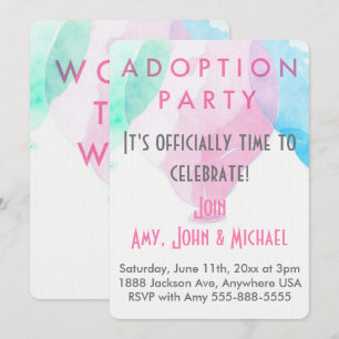 Adoption Party Pink & Blue Balloons Announcement