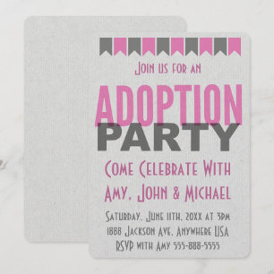 Adoption Party Pink Modern Announcements