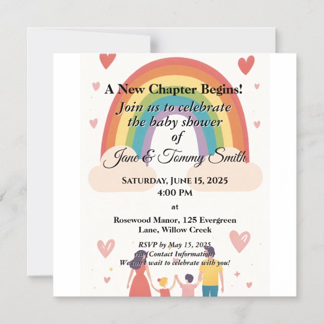Adoption Rainbow Baby Shower Magnetic Invitation (Front)