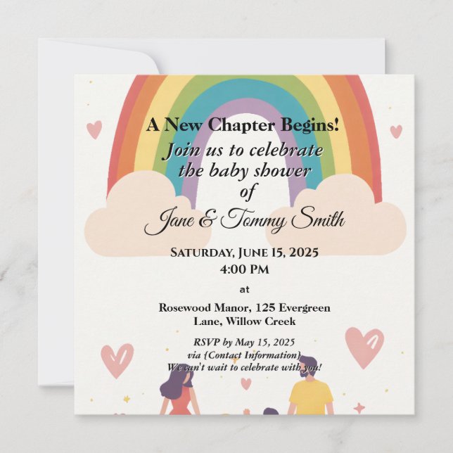Adoption Rainbow Baby Shower Save The Date (Front)
