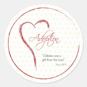 Adoption, Religious, Yellow Dots with Red Heart Classic Round Sticker