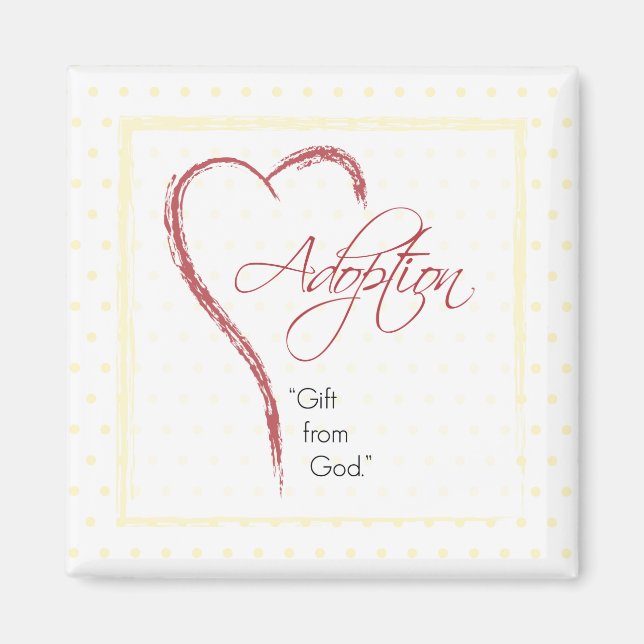 Adoption, Religious, Yellow Dots with Red Heart Magnet (Front)