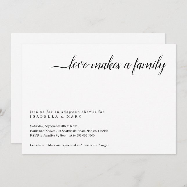 Adoption Shower Invitation (for baby or toddler) (Front/Back)