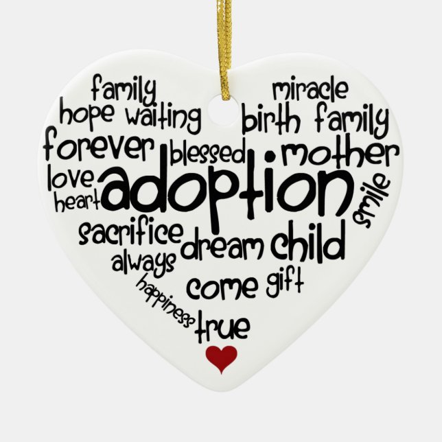 Adoption-words Ceramic Tree Decoration (Front)