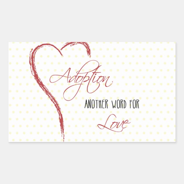 Adoption, Yellow Dots with Red Heart Rectangular Sticker (Front)