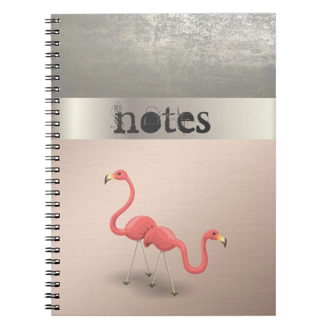 Adorabe Cute Flamingos  In Love -Personalised Notebook (Front)