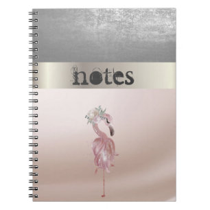Adorabe Pink Flamingos Flower Notebook