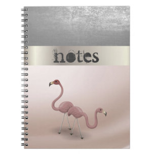 Adorabe Pink Flamingos In Love -Personalised Notebook