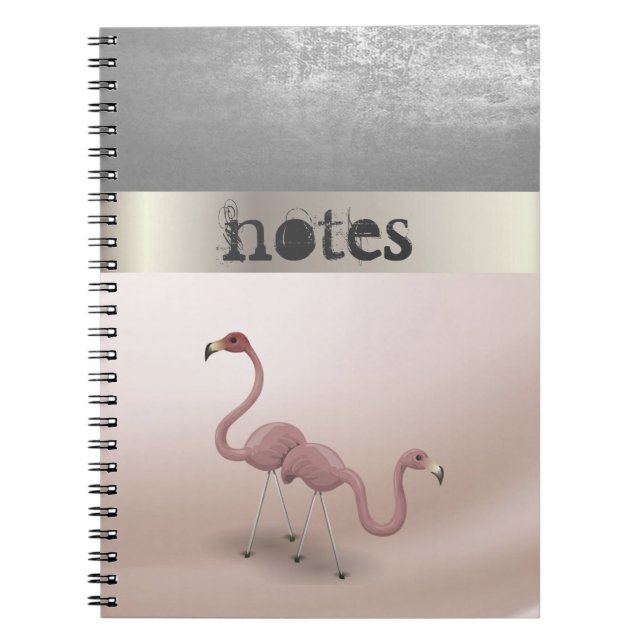 Adorabe Pink Flamingos  In Love -Personalised Notebook (Front)
