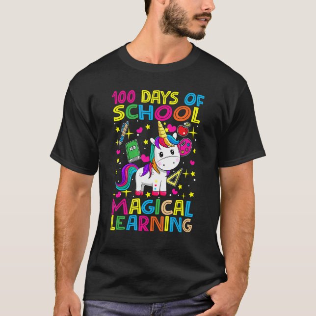 Adorable 100 Days of Magical Learning School Unico T-Shirt (Front)