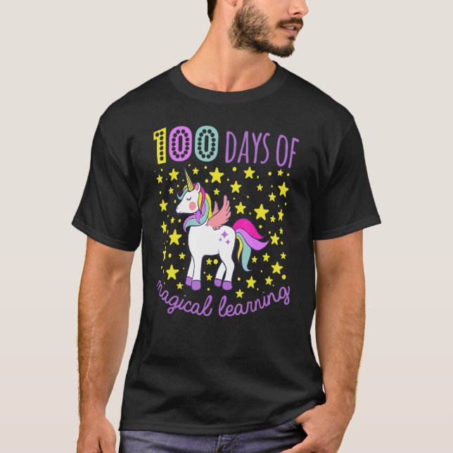 Adorable 100 Days Of Magical Learning School Unico T-Shirt (Front)