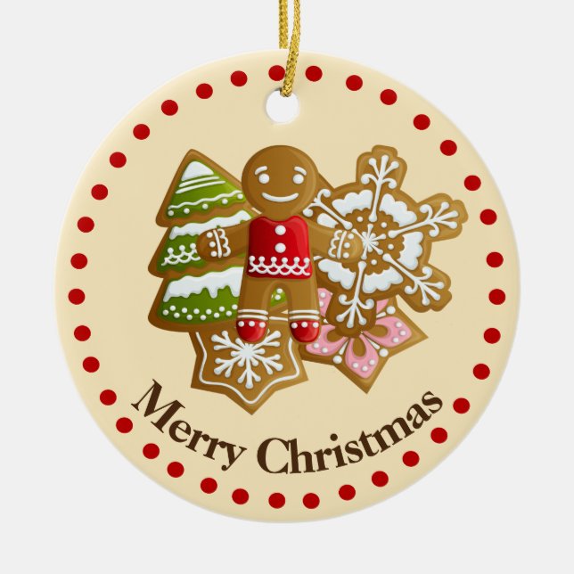 Adorable 1st Merry Christmas Cookies Ceramic Ornament (Front)