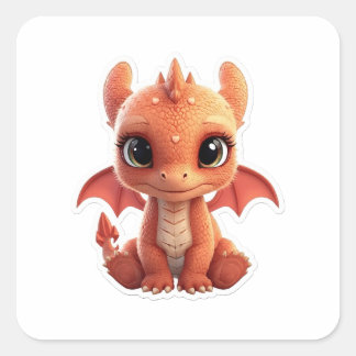 Adorable 3D Baby Dragon Fantasy Creature Sticker