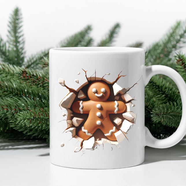 Adorable 3D Gingerbread Man Christmas Coffee Mug (Creator Uploaded)