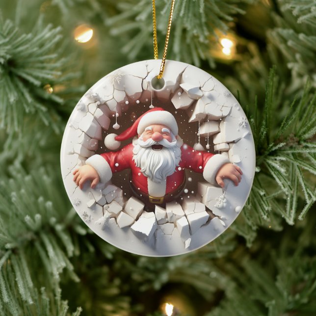 Adorable 3d Santa Clause Ceramic Ornament (Tree)