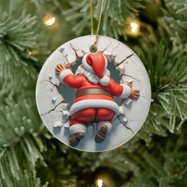 Adorable 3d Santa Clause Ceramic Ornament (Tree)