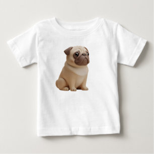 Adorable 3D Stylised Pug Dog Character Baby T-Shirt