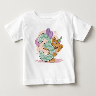 Adorable 3rd Birthday Party Baby T-Shirt