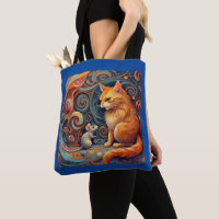 Adorable Abstract Cat & Mouse Tote