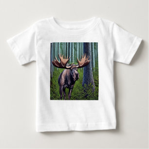 Adorable Abstract Little Moose Baby T-Shirt