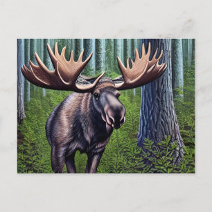 Adorable Abstract Little Moose Postcard