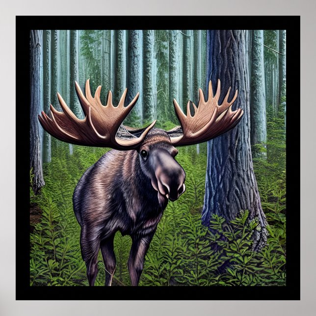 Adorable Abstract Little Moose Poster (Front)