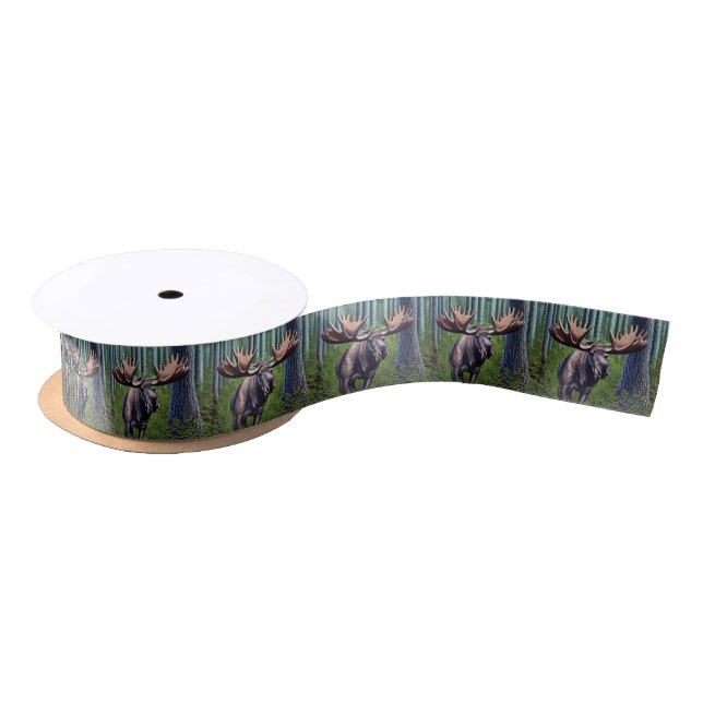 Adorable Abstract Little Moose Satin Ribbon (Spool)
