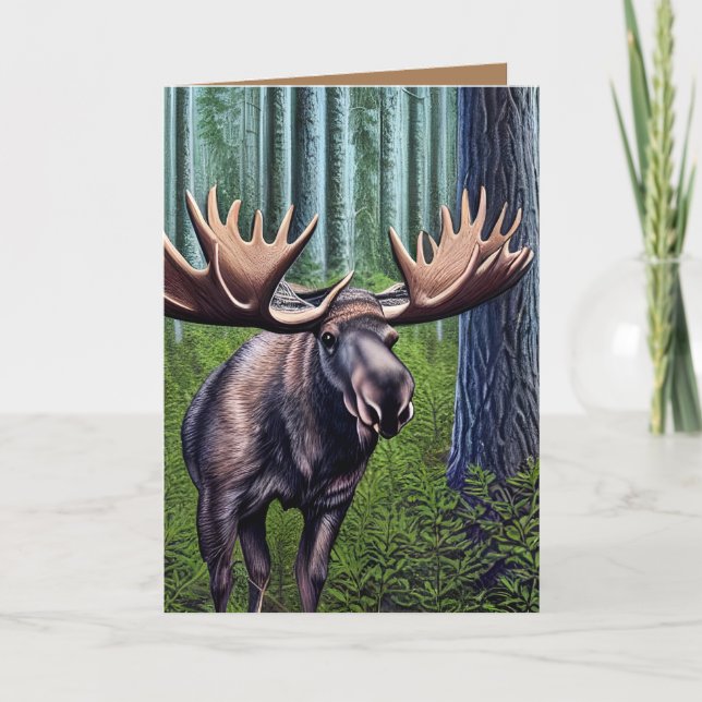 Adorable Abstract Little Moose Thank You Card (Front)