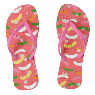 Adorable abstract pattern cute pink white green thongs