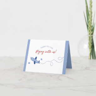 Adorable Aeroplane How Time Flies Birthday Party Thank You Card