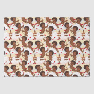 Adorable African American Cherub with Hearts Tissue Paper