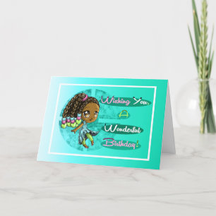 Adorable African American Girl Birthday Card