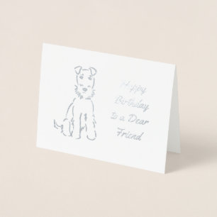 Adorable Airedale Terrier Sketch on Customisable Foil Card
