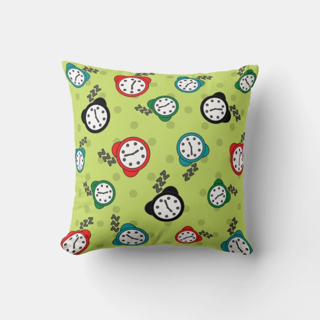 Adorable alarm clock green blue red  cushion (Front)