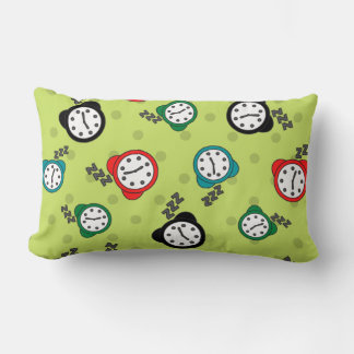 Adorable alarm clock green blue red pattern lumbar cushion