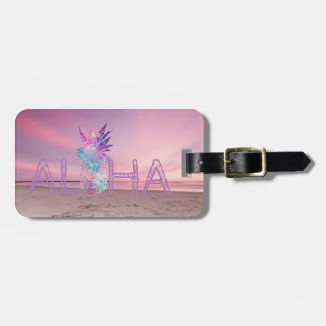 Adorable Aloha Hawaiian Pineapple,Beach Sunset Luggage Tag (Front Horizontal)