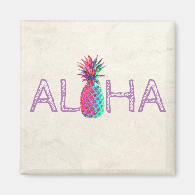 Adorable Aloha Hawaiian Pineapple Magnet (Front)