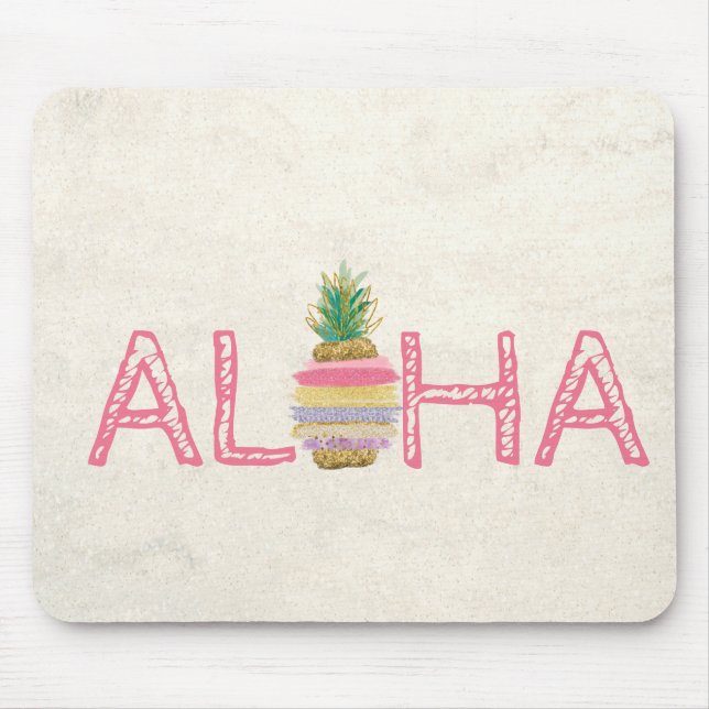 Adorable Aloha Hawaiian Striped Pineapple Mouse Pad (Front)