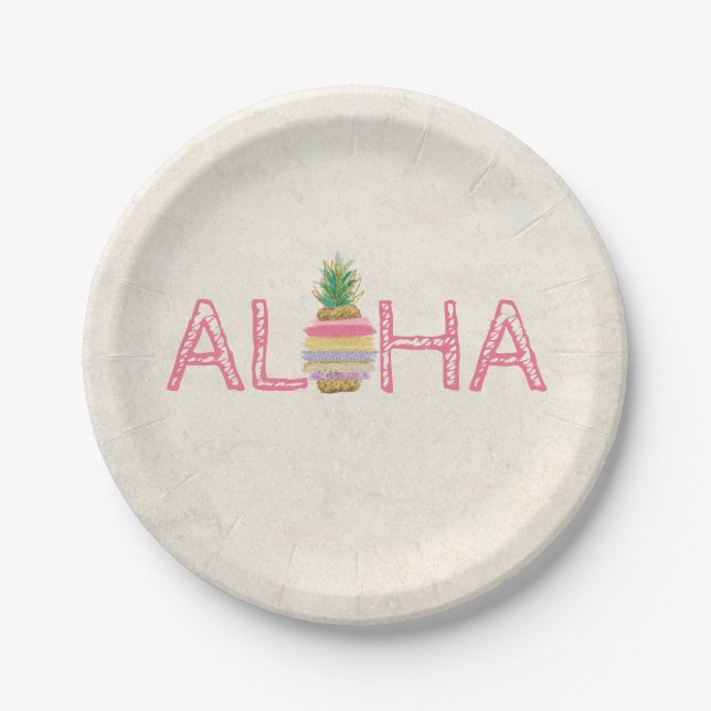 Adorable Aloha Hawaiian Striped Pineapple  Paper Plate (Front)