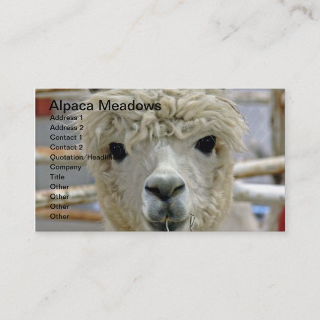 Adorable Alpaca Meadows Business Card (Front)