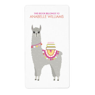 Adorable Alpaca Personalised Kids Bookplate