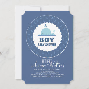 Adorable Anchors Boy Baby Shower Invitation