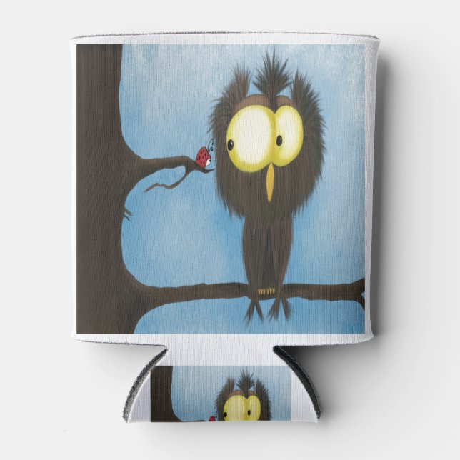 Adorable And Colourful Owl Oliver Can Cooler (Front)