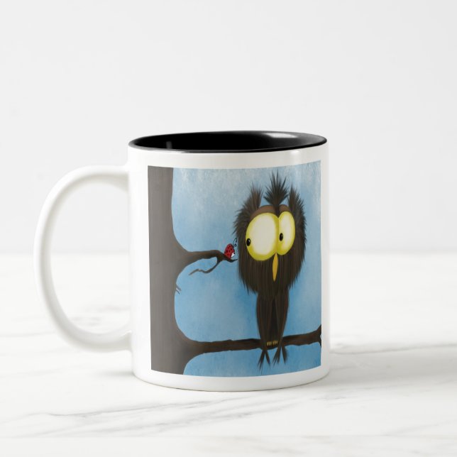 Adorable And Colourful Owl Oliver Two-Tone Coffee Mug (Left)