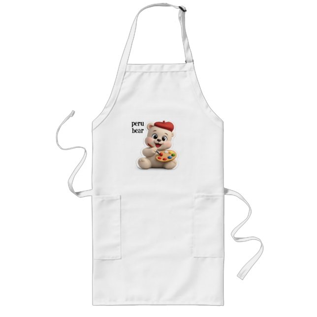 Adorable and Cute Teddy Bear Design Long Apron (Front)