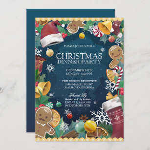 Adorable and Fun Christmas Dinner Party Invitation