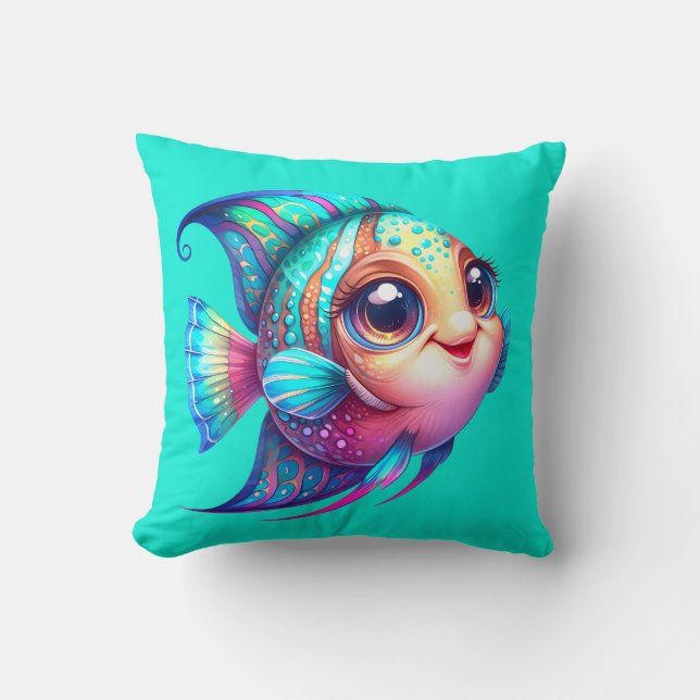 "Adorable Angelfish Splash" Cushion (Front)