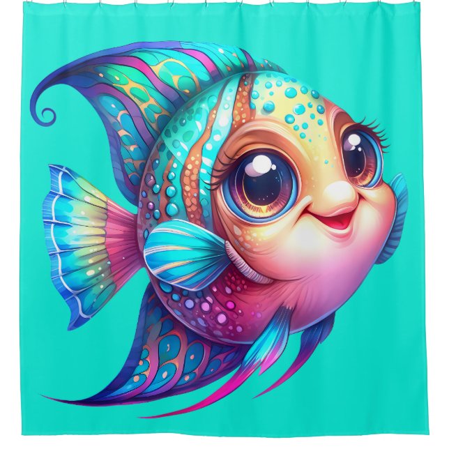 "Adorable Angelfish Splash" Shower Curtain (Front)