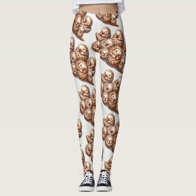 Adorable Anglin' for Cute Cuddling Pangolins Leggings (Front)