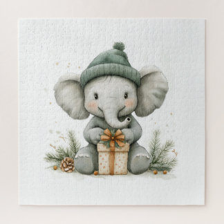 Adorable Animal Christmas Series Baby Elephant Jigsaw Puzzle